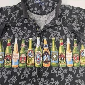 Vtg Big Dogs Hawaiian Beer Bottle Polo Shirt Mens XL Short Sleeve FADED READ